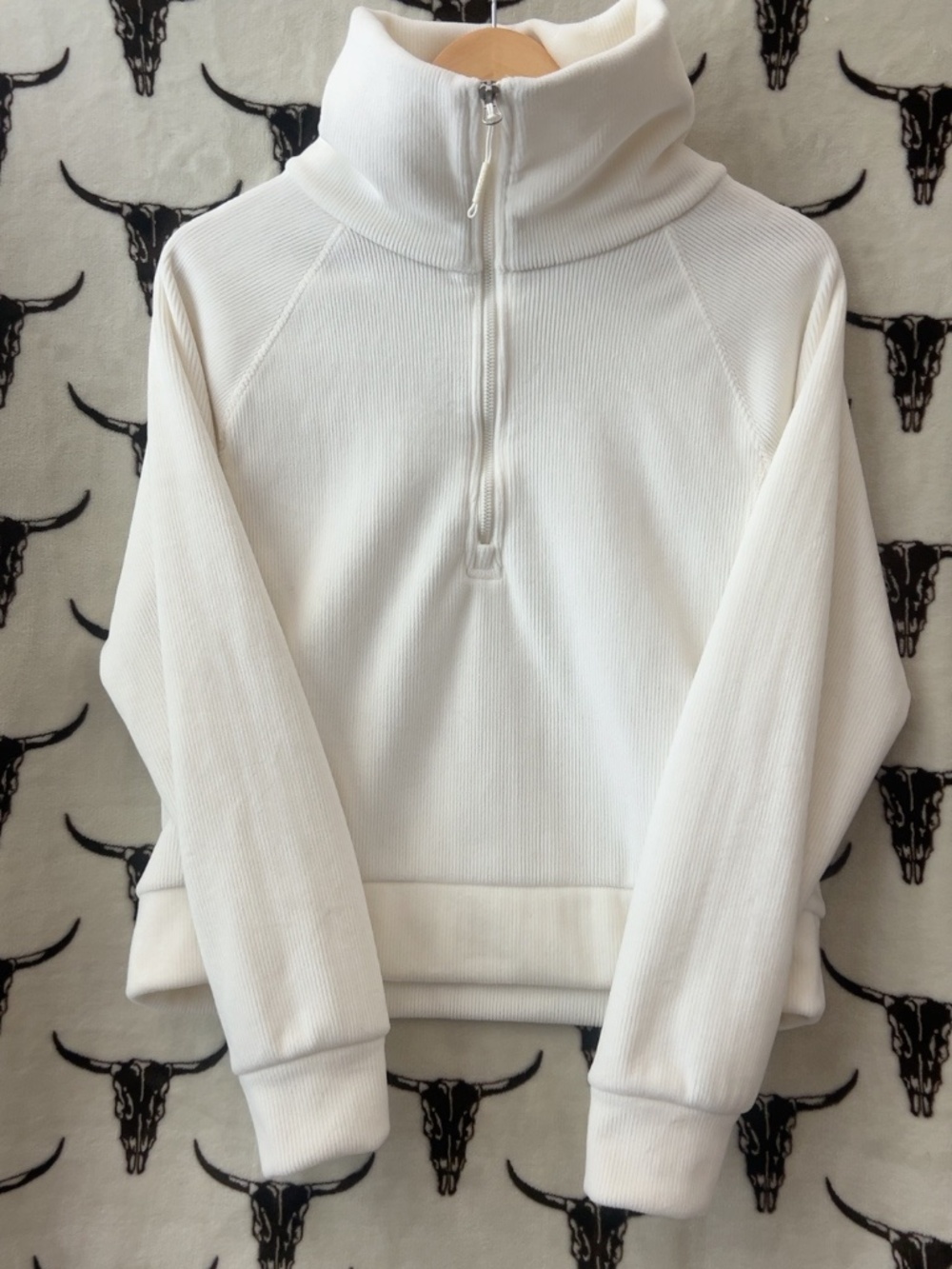 Kyodan White Ribbed Quarter Zip Pullover Sweatshirt Women’s Medium